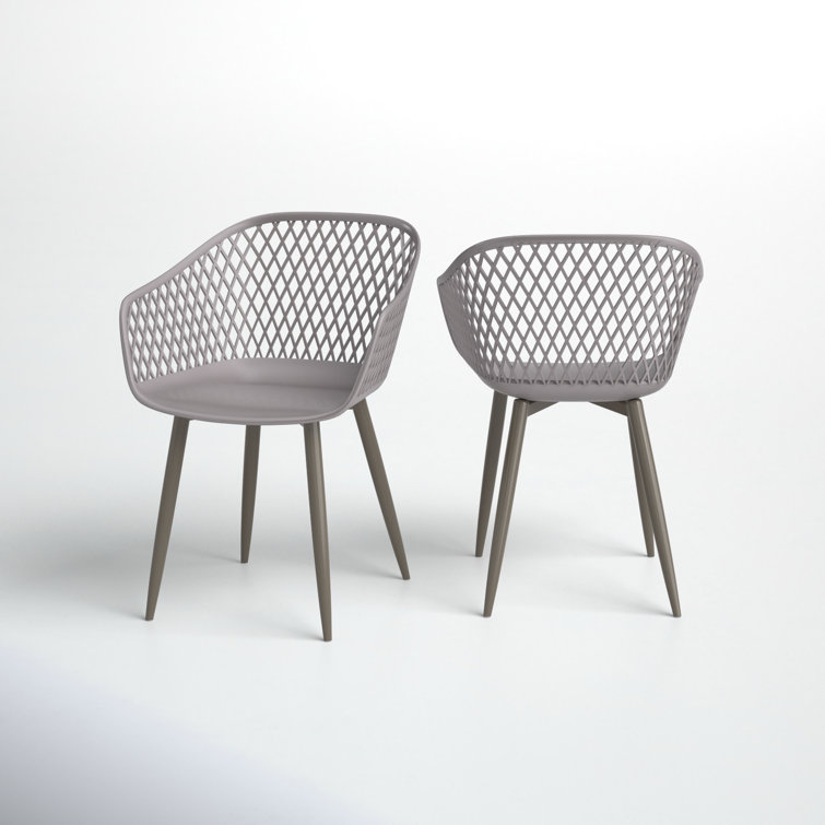 Gray Plastic and Metal Waterproof Dining Armchair Set