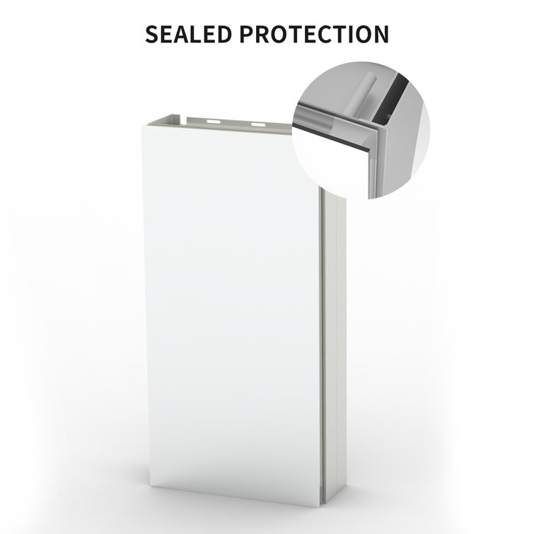 Taimei 24'' H Satin Aluminum Medicine Cabinet with Frameless Mirror