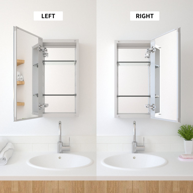 Taimei 24'' H Satin Aluminum Medicine Cabinet with Frameless Mirror
