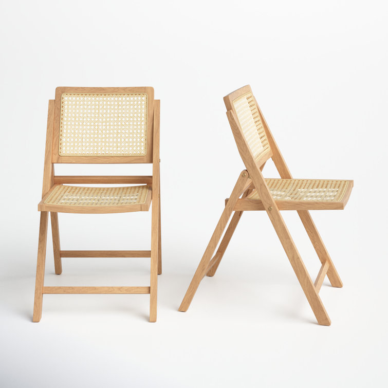 Desiree Natural Ash Wood and Rattan Folding Dining Chair