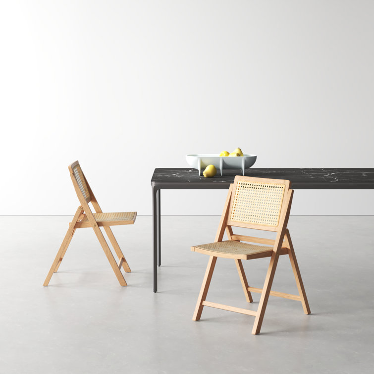 Desiree Natural Ash Wood and Rattan Folding Dining Chair