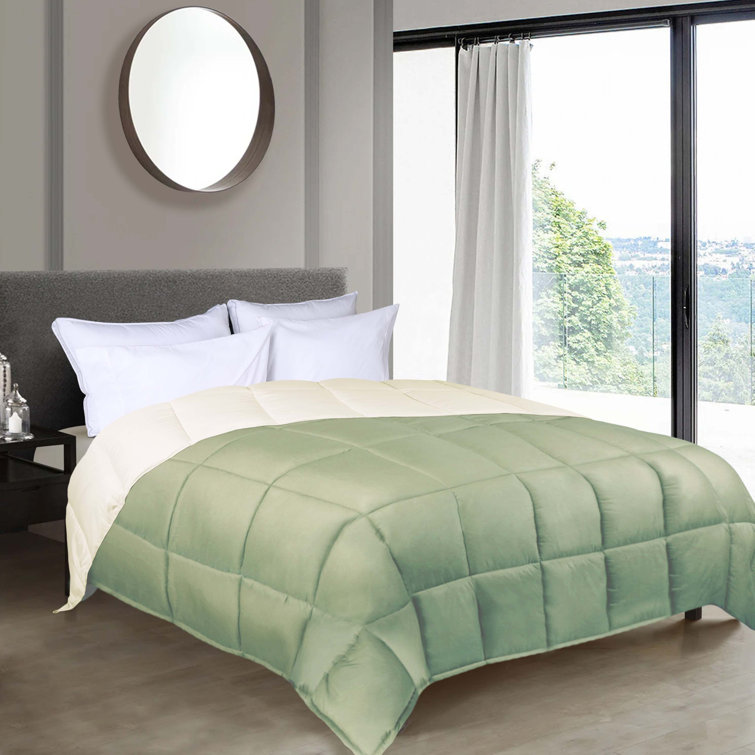 Twin Ivory Sage Reversible Down Microfiber Comforter