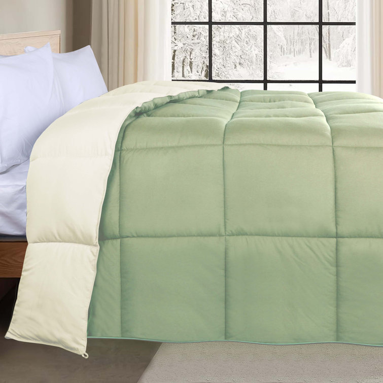 Twin Ivory Sage Reversible Down Microfiber Comforter