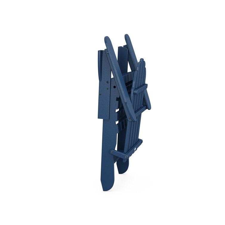 Navy Blue HDPE Plastic Folding Adirondack Chair with Arms