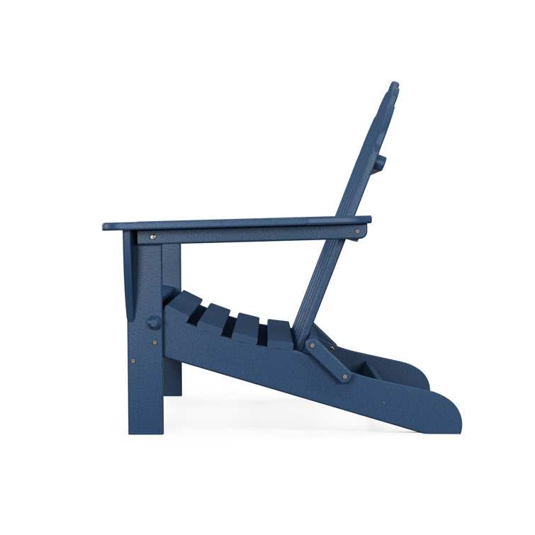Navy Blue HDPE Plastic Folding Adirondack Chair with Arms