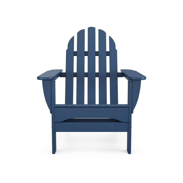 Navy Blue HDPE Plastic Folding Adirondack Chair with Arms