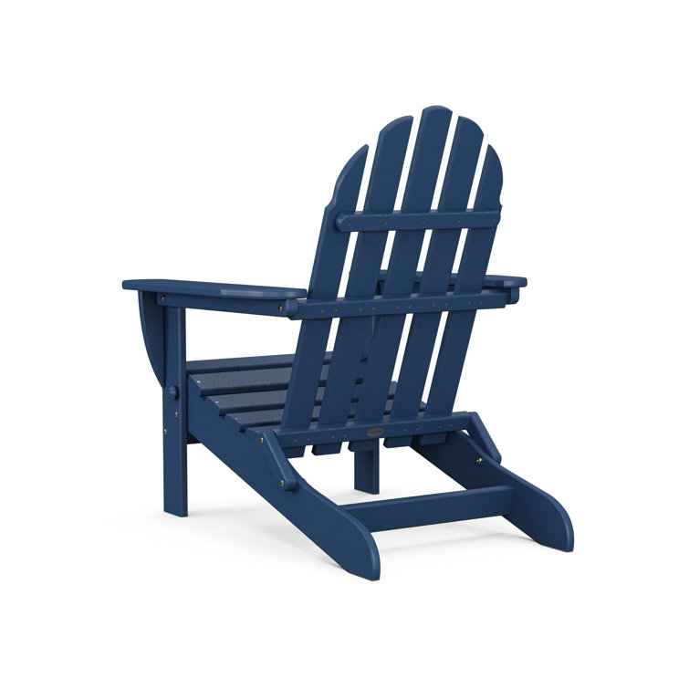 Navy Blue HDPE Plastic Folding Adirondack Chair with Arms