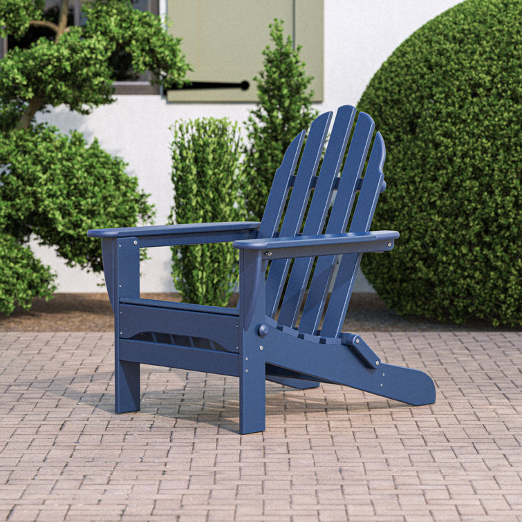 Navy Blue HDPE Plastic Folding Adirondack Chair with Arms