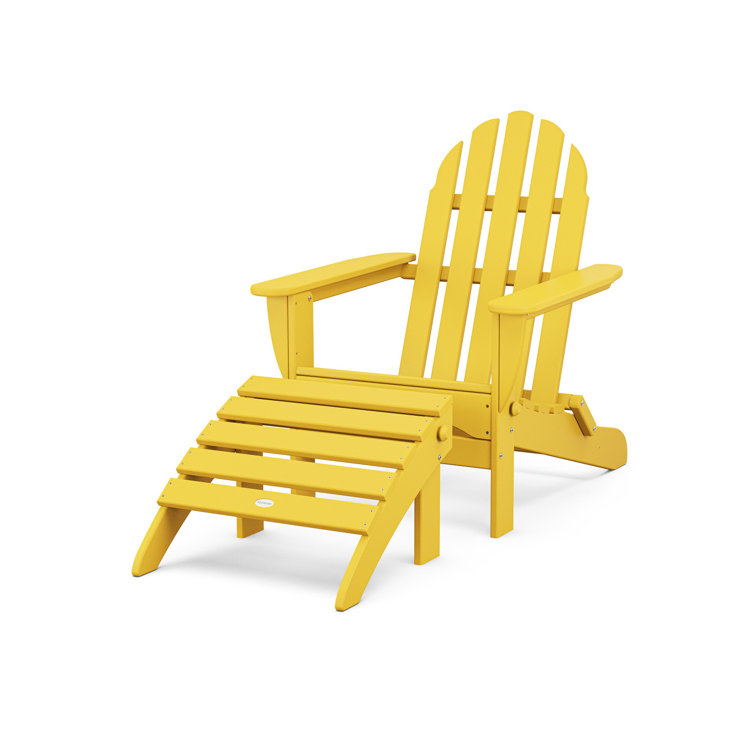Yellow Polypropylene Classic Adirondack Chair and Ottoman Set