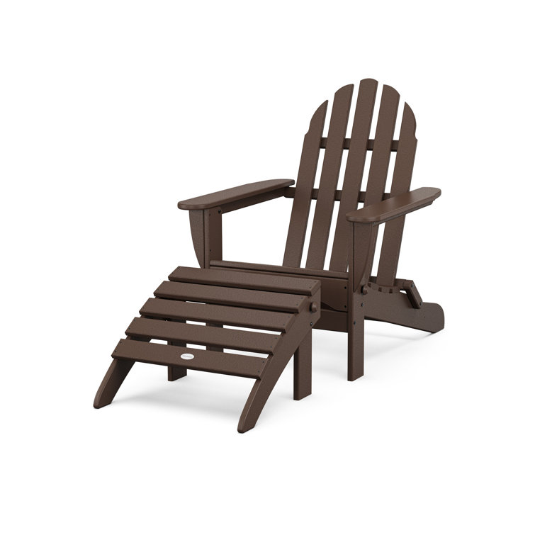Mahogany Folding Adirondack Chair and Ottoman Set