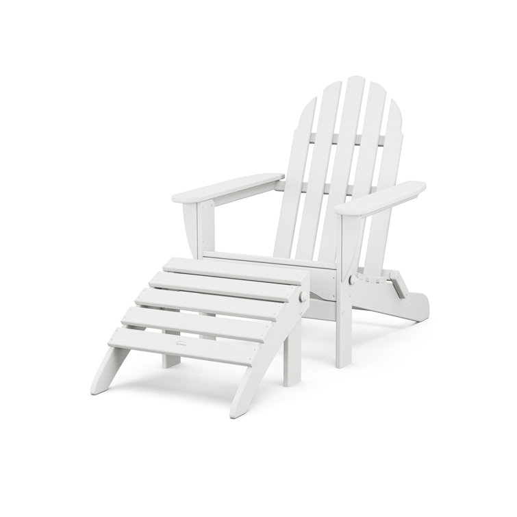 White HDPE Classic Adirondack Chair with Ottoman