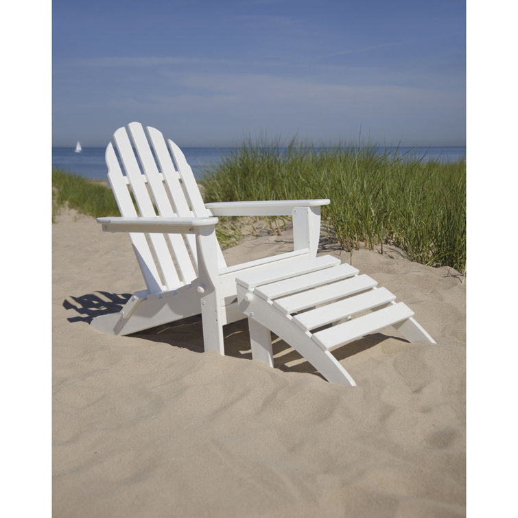 White HDPE Classic Adirondack Chair with Ottoman