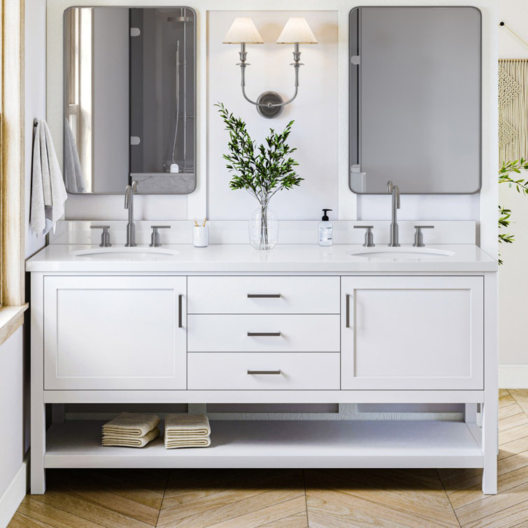 Bayhill 73'' White Double Vanity with Quartz Top
