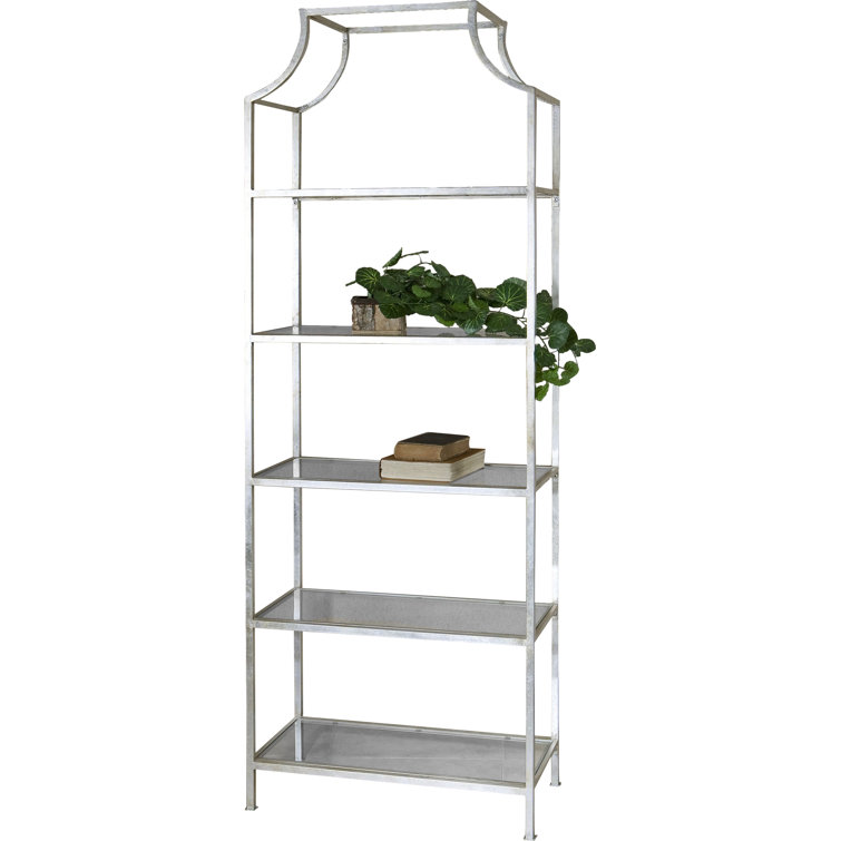 Aurelie Transitional Silver Metal and Glass 5-Shelf Etagere