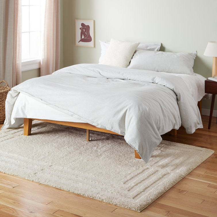 Beige Geometric High Pile Shag Area Rug, 8' x 10'