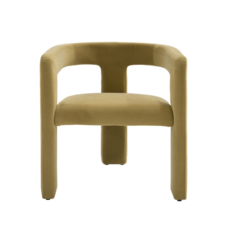 Tan Velvet Upholstered Dining Chair with Metal Legs