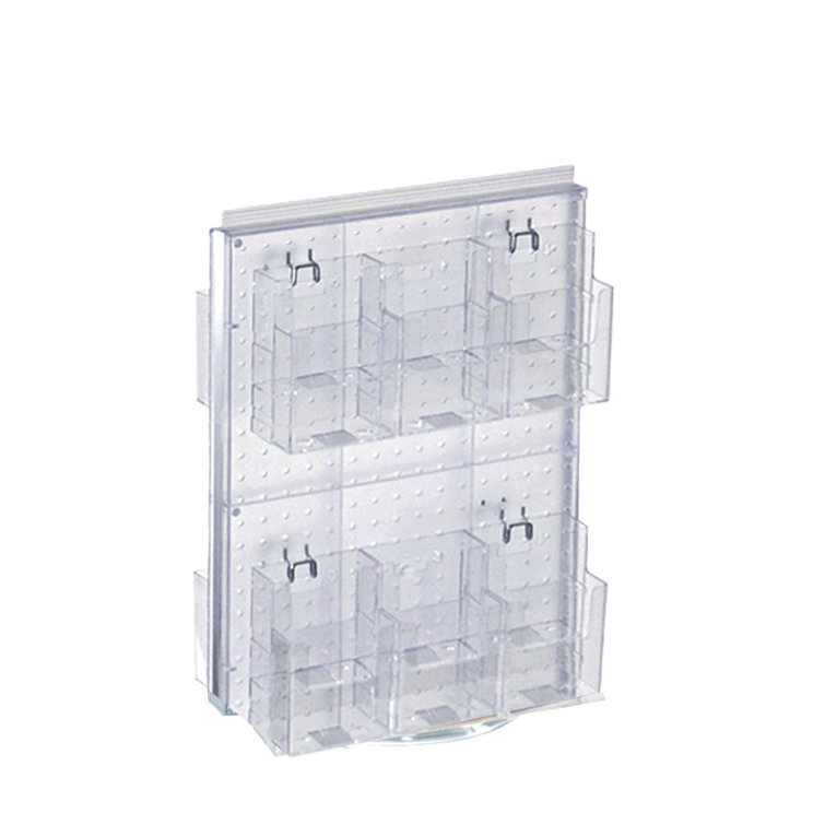 Clear Plastic Double-Sided Revolving Pegboard Display with Brochure Pockets
