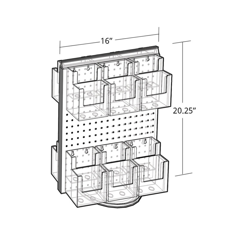 Clear Plastic Double-Sided Revolving Pegboard Display with Brochure Pockets
