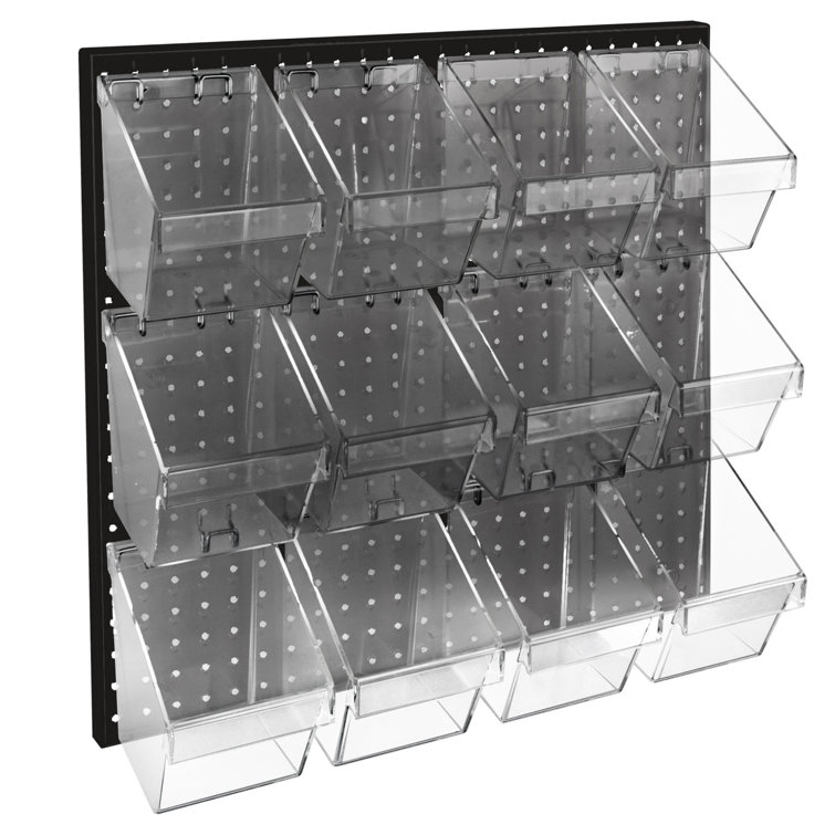Clear and Black Acrylic Pegboard with 12 Compartments