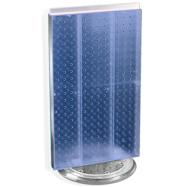 Blue Translucent Plastic Revolving Pegboard Counter Display, 22"H x 13.5"W