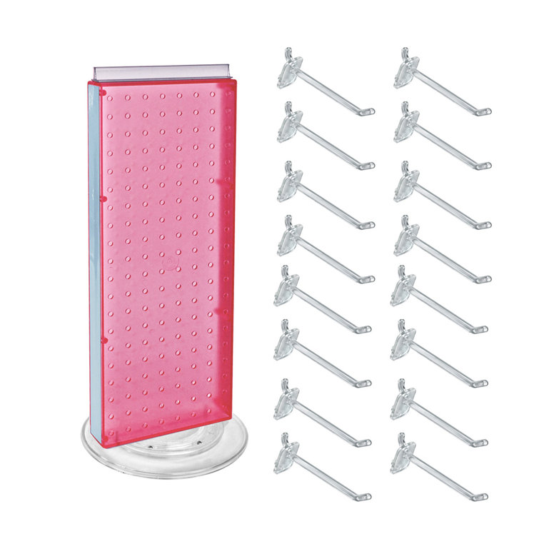 Pink High-Density Polyethylene Revolving Pegboard Counter Display with Hooks