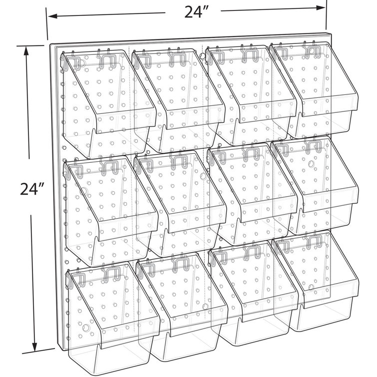 Clear and Black Acrylic Pegboard with 12 Compartments