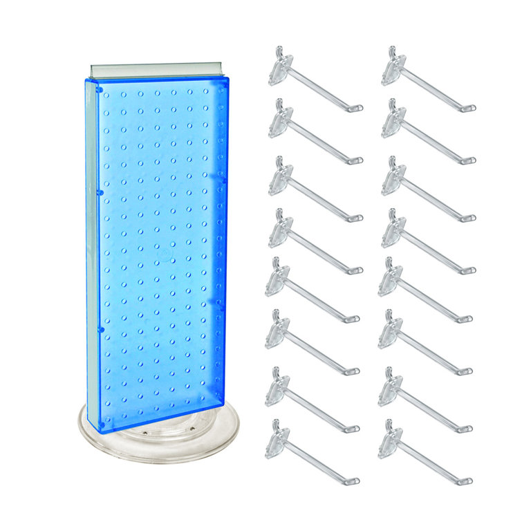 Blue High-Density Polyethylene Revolving Pegboard Counter Display with Hooks