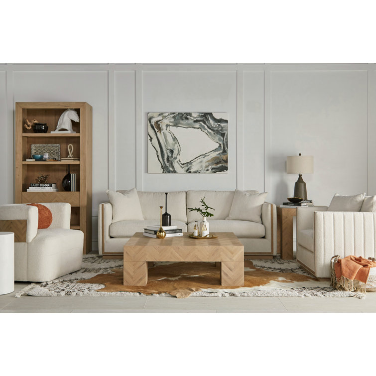 Garrison Herringbone Patterned Square Wood End Table
