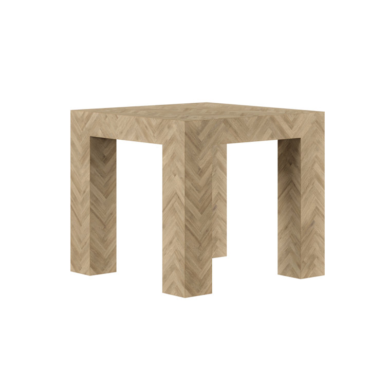 Garrison Herringbone Patterned Square Wood End Table