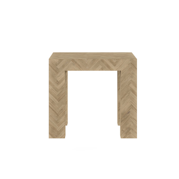 Garrison Herringbone Patterned Square Wood End Table