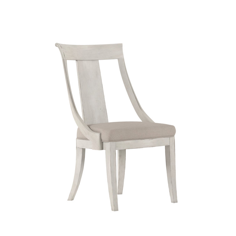 Belgian Ivory Linen Upholstered Wood Side Chair
