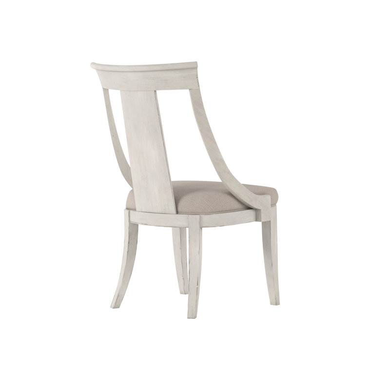 Belgian Ivory Linen Upholstered Wood Side Chair