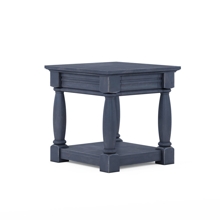 Slate Wood Rectangular End Table with Storage Drawer