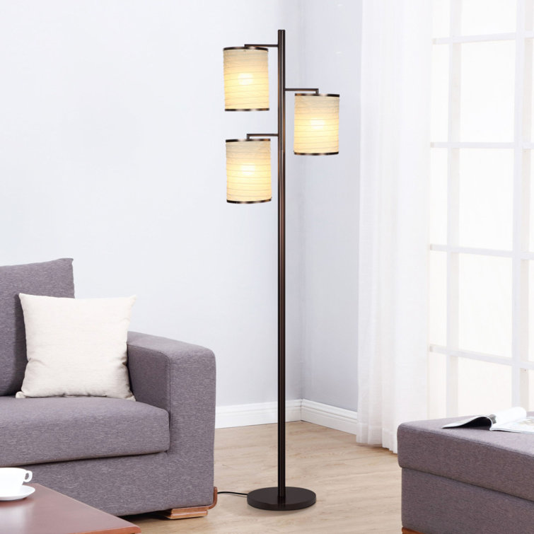 Liam Bronze Multi-Head LED Floor Lamp with Fabric Shades
