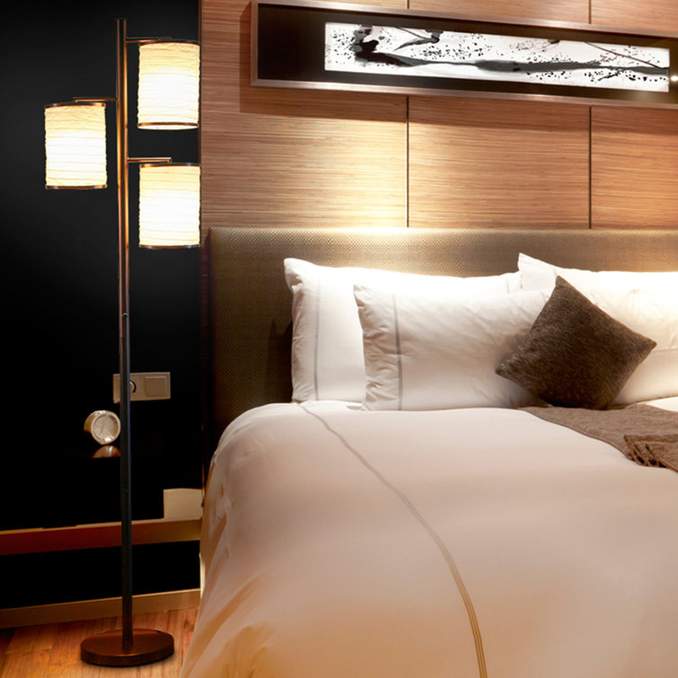 Liam Bronze Multi-Head LED Floor Lamp with Fabric Shades