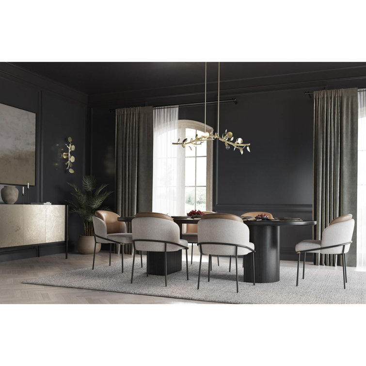 Laurel Gilded Silver 7-Light Linear Chandelier with Hand-Painted Leaves