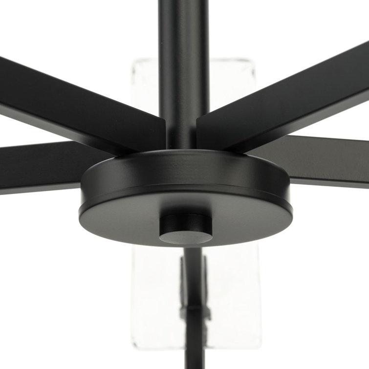 Matte Black 5-Light Chandelier with Clear Textured Glass