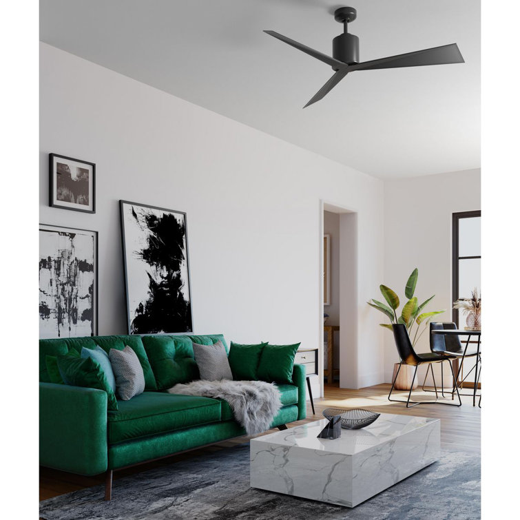 Paso 60'' Matte Black Industrial Ceiling Fan with Remote
