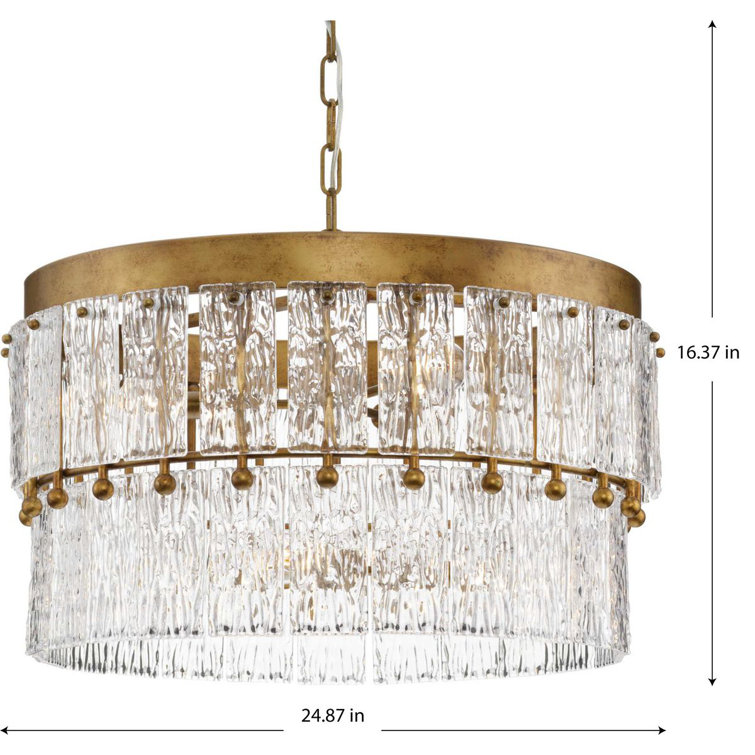 Chevall Gold Ombre 6-Light Tiered Chandelier with Artisanal Glass
