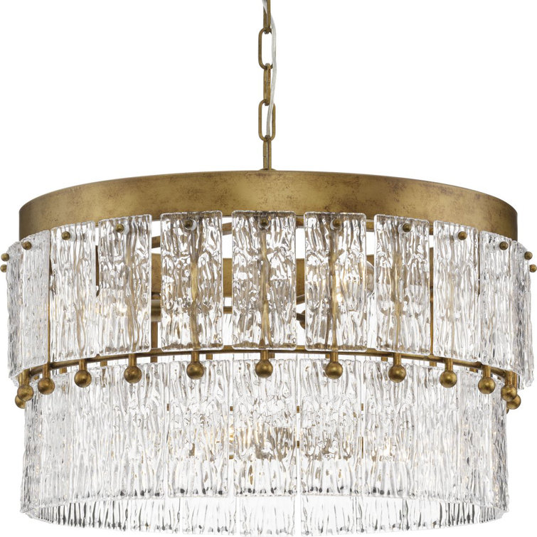 Chevall Gold Ombre 6-Light Tiered Chandelier with Artisanal Glass