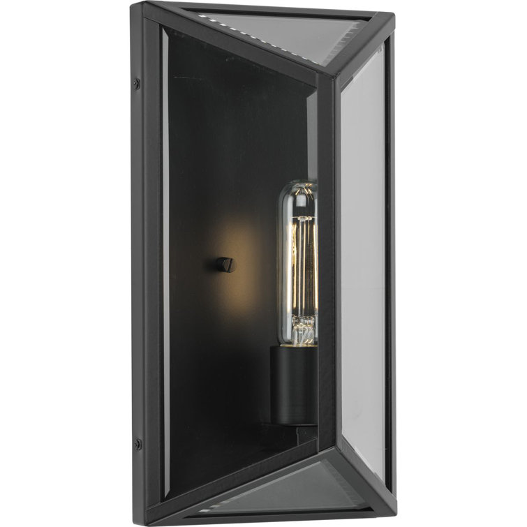 Matte Black Steel Outdoor Wall Lantern with Clear Glass
