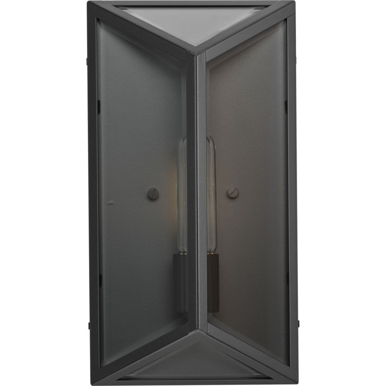 Matte Black Steel Outdoor Wall Lantern with Clear Glass