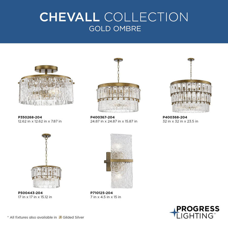 Chevall Gold Ombre Glass 3-Light Drum Pendant