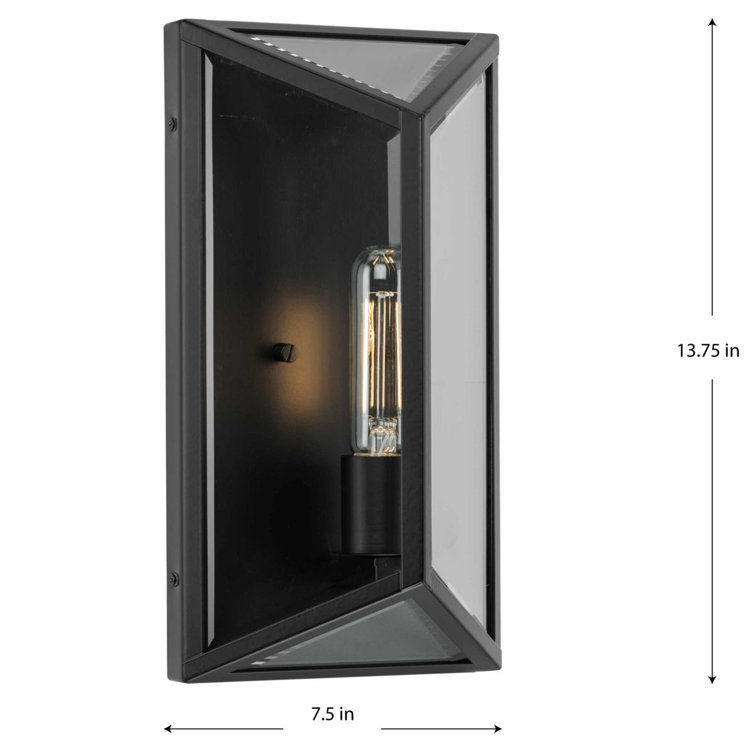 Matte Black Steel Outdoor Wall Lantern with Clear Glass