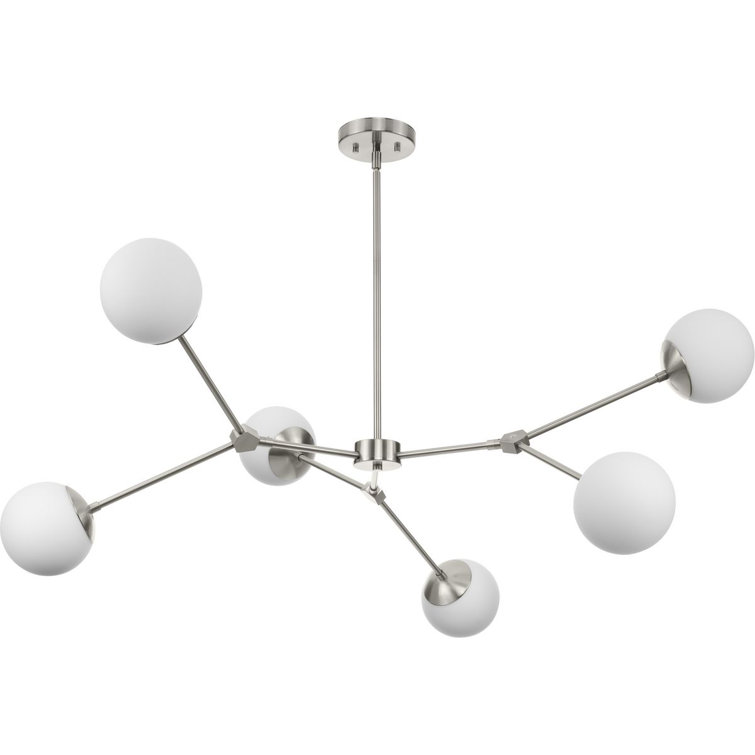 Haas Brushed Nickel 6-Light Chandelier with Opal Glass Globes