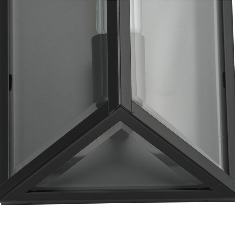 Matte Black Steel Outdoor Wall Lantern with Clear Glass