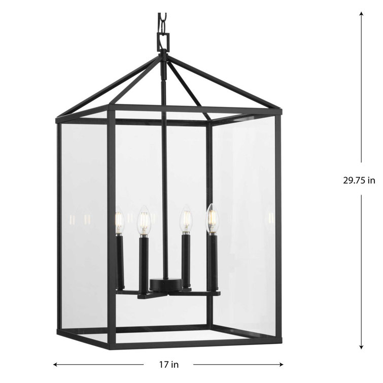 Hillcrest Matte Black 4-Light Glass Foyer Chandelier