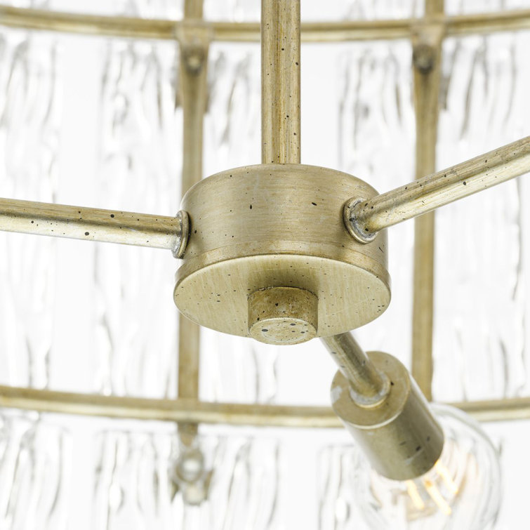 Gilded Silver 9-Light Tiered Chandelier with Artisanal Glass
