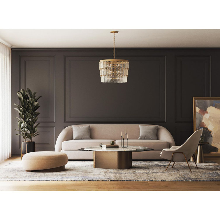 Gilded Silver 9-Light Tiered Chandelier with Artisanal Glass