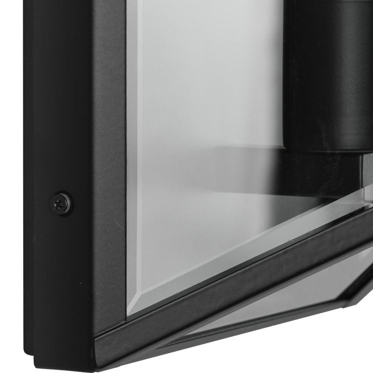 Matte Black Steel Outdoor Wall Lantern with Clear Glass